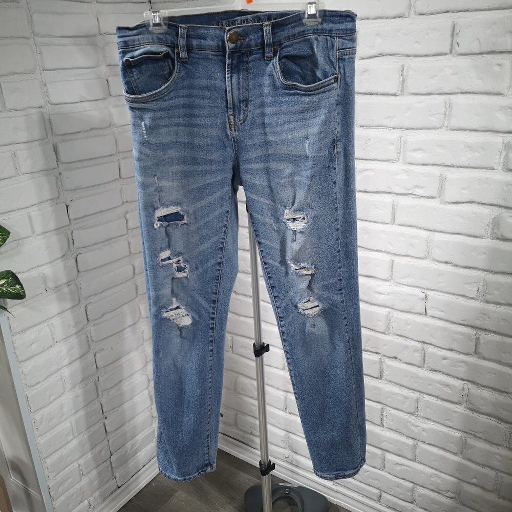 Aeropostale Slim Men's Size 32 Slim Legs Distressed Lighter Wash Jeans